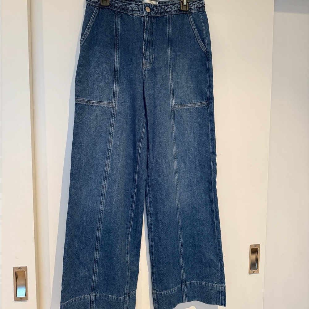 Frame - Braided Waistband Wide Leg in Dewdrop